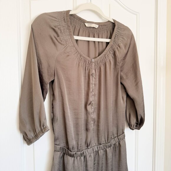 Old Navy Olive Green Drop Waist 3/4 Sleeve Silky Dress Size XSmall - Picture 3 of 8